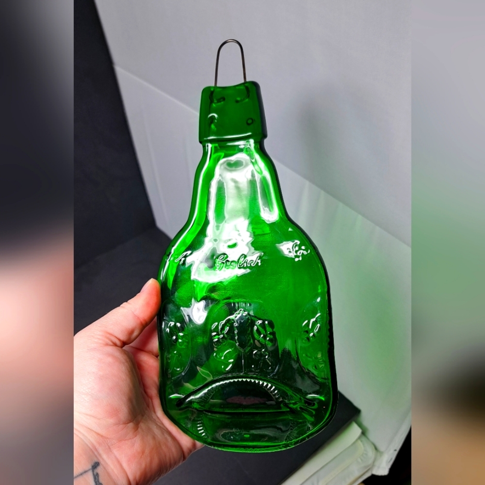 Large Flattened Grolsch 1.5 L Green Beer Bottle